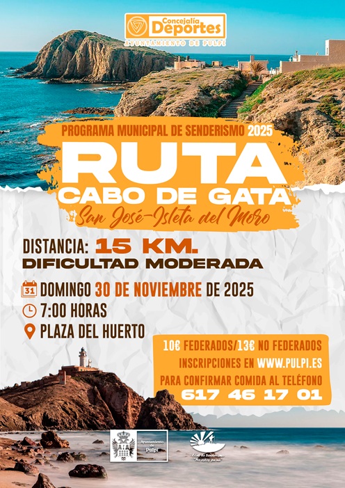 RUTA SENDERISMO CABO DE GATA DOMINGO 30 NOVIEMBRE 2025